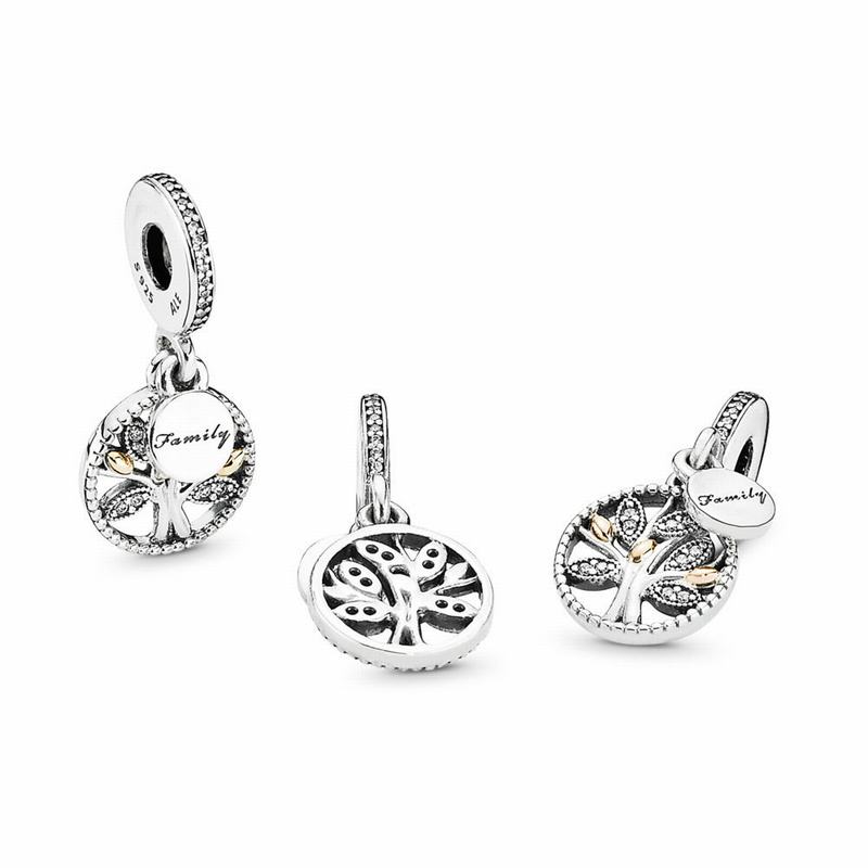 Pandora Sparkling Family Tree Dangle Charm Online NZ, Two Tone (402769-MFB)